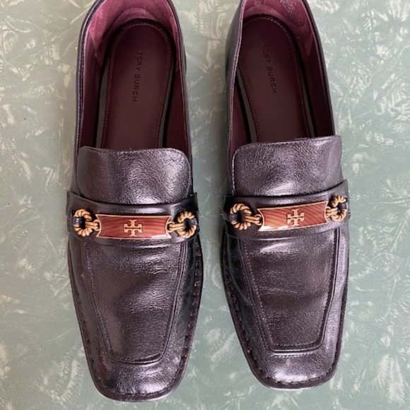 Black Leather Tory Burch Perrine Square Toe Loafer - Size 10.5 - Picture 7 of 7